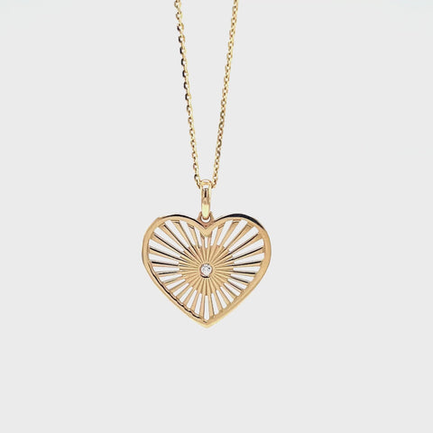 14K Gold Sheen Heart Pendant Necklace