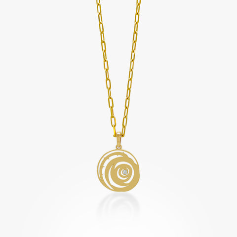 14K Gold Forever Rose Pendant With Paperclip Chain 
