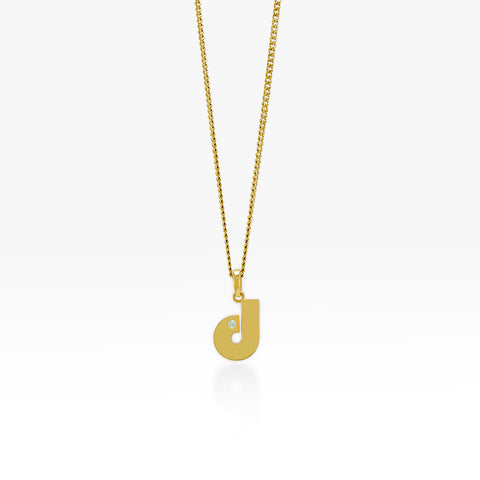 14K Gold “D” Initial Pendant on Gold Curb Chain 