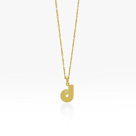 14K Gold “D” Initial Pendant 0on Gold Figaro Chain 