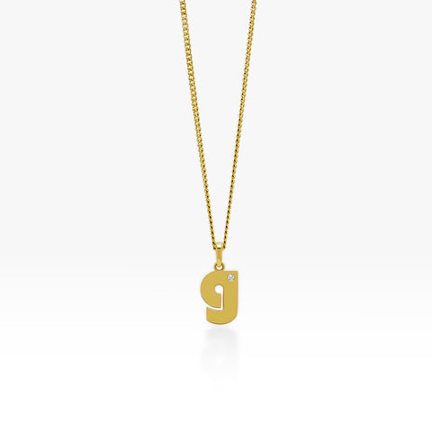 14K Gold “G” Initial Pendant On Gold Curb Chain 