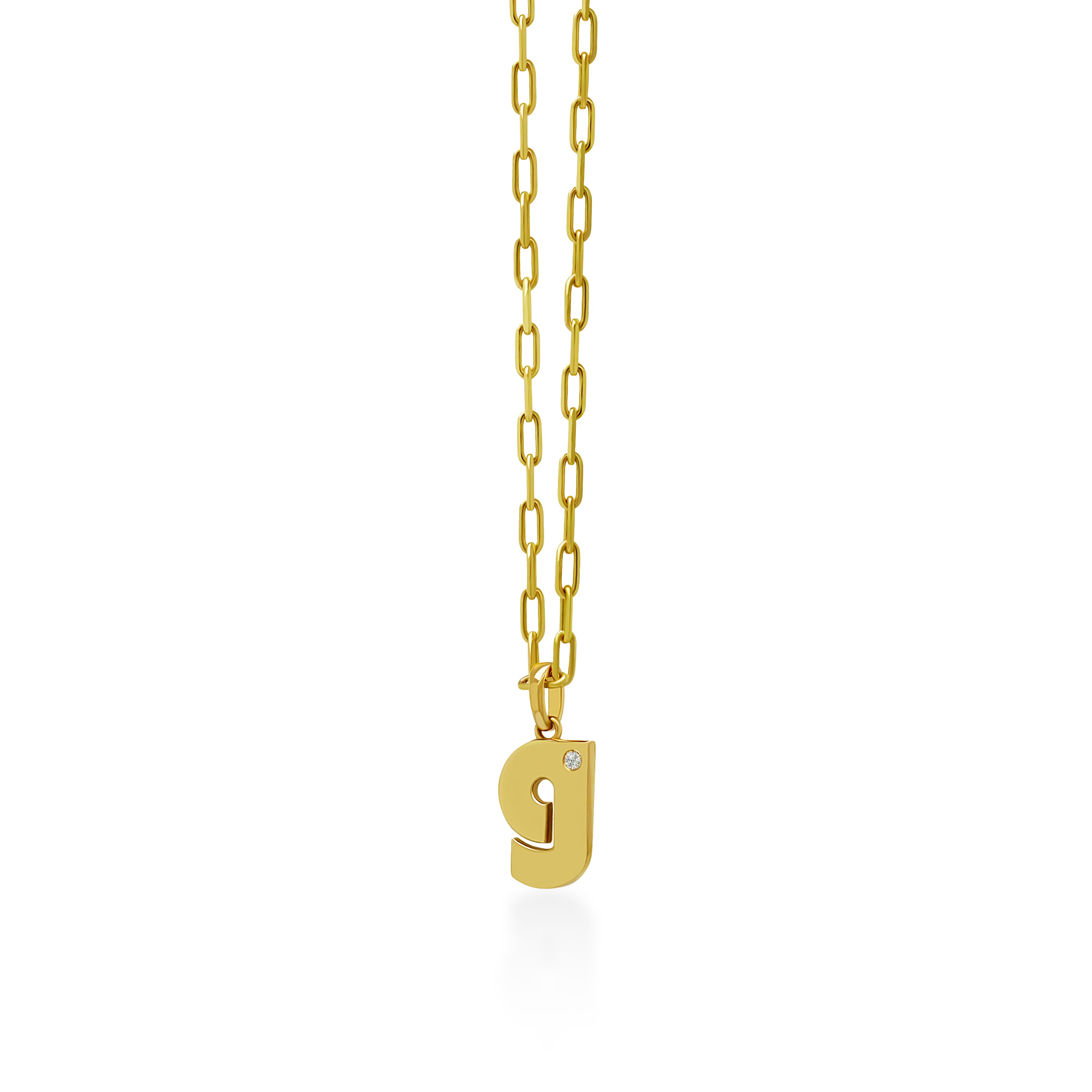 TTStyle 18K White Gold Plated Initial Letter Pendant Necklace With Cubic Zirconia - Silver