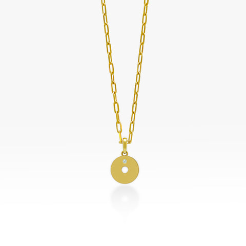 14K Gold “O” Initial Pendant On Gold Paperclip Chain 