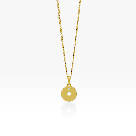 14K Gold “O” Initial Pendant On Gold Curb Chain 