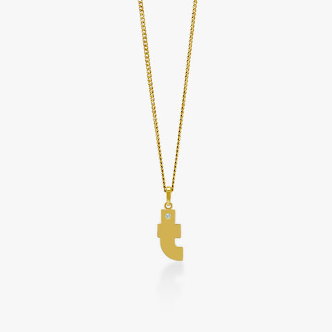14K Gold “T” Initial Pendant On Gold Curb Chain 
