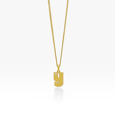 14K Gold “Y” Initial Pendant On Gold Curb Chain 
