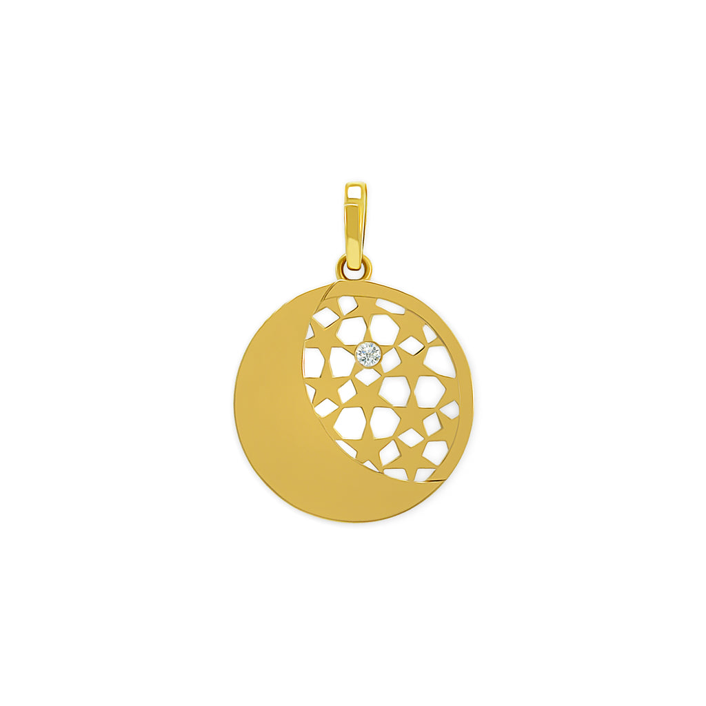14K Gold Celestial Pendant Necklace