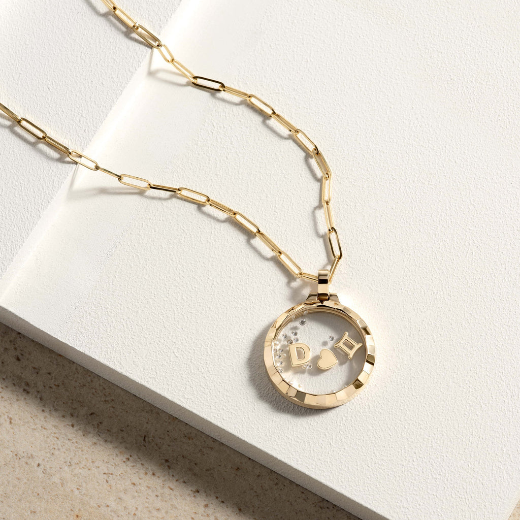 14 karat gold glass  locket necklace pendant 