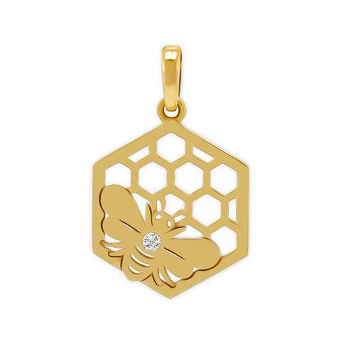 14K Gold Honeycomb Pendant
