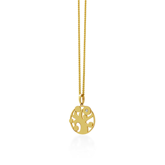 14K Gold Tree of Life Pendant on Gold Chain 