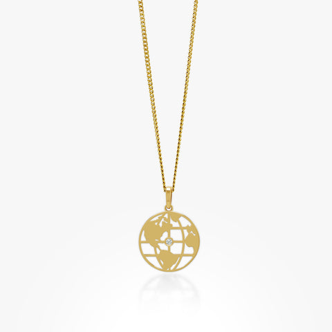 14K Gold Wanderlust Pendant On Gold Curb Chain 