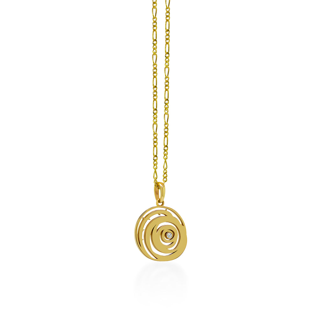 14K Gold Forever Rose Pendant Necklace With Figaro Chain 