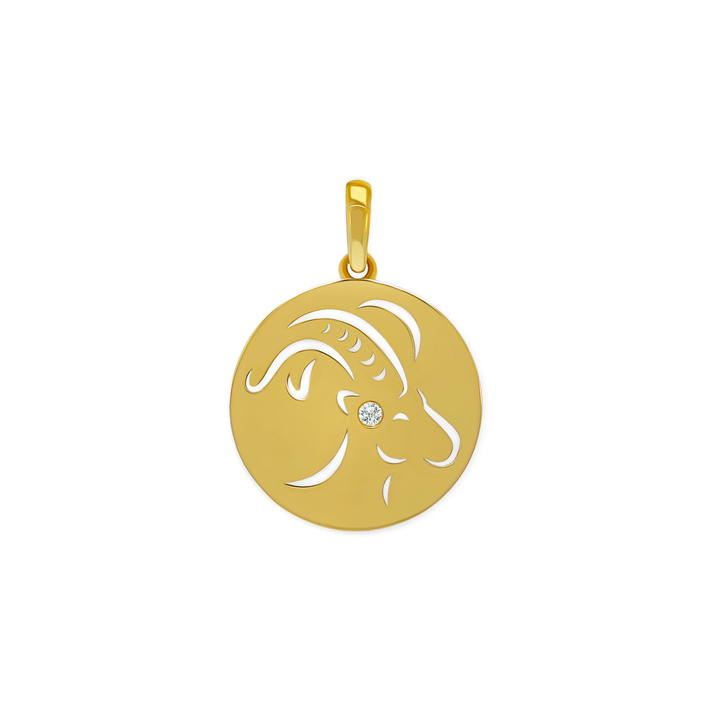 14K Gold Capricorn Zodiac Pendant