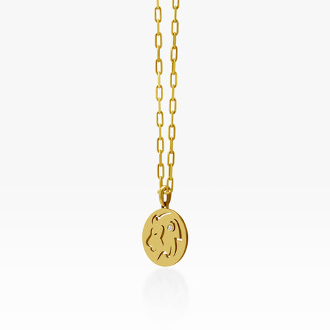 14K Gold Leo Pendant Necklace