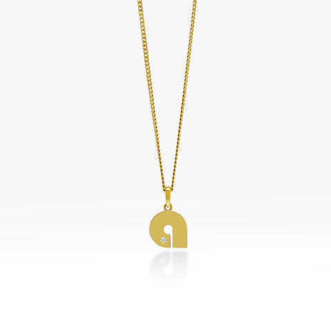 14K Gold “A” Initial Pendant on Gold Curb Chain 
