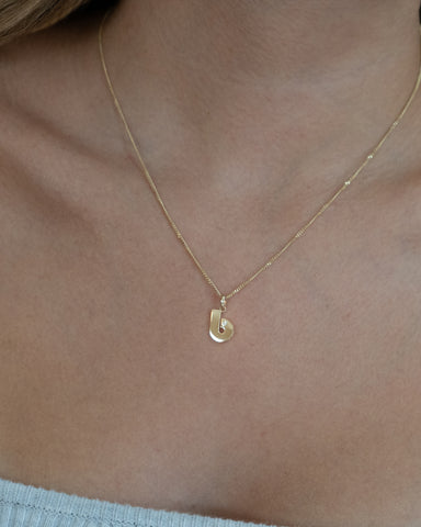 14K Gold “B” Initial Pendant Necklace