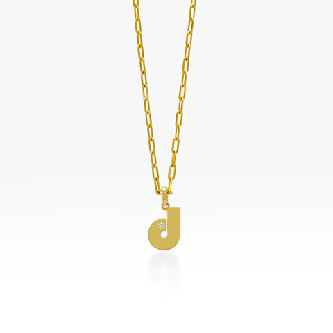 14K Gold “D” Initial Pendant on Gold Paperclip Chain 