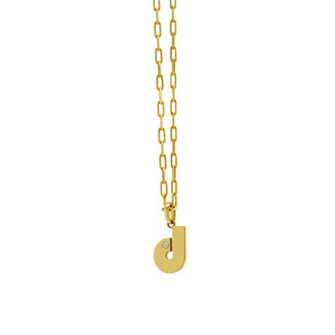 14K Gold “D” Initial Pendant on Gold Paperclip Necklace 