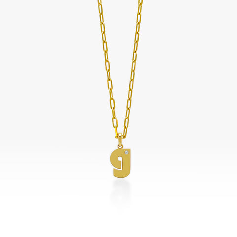 14K Gold “G” Initial Pendant On Paperclip Chain 