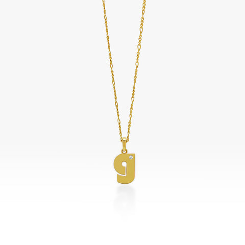 14K Gold “G” Initial Pendant On Gold Figaro Chain 