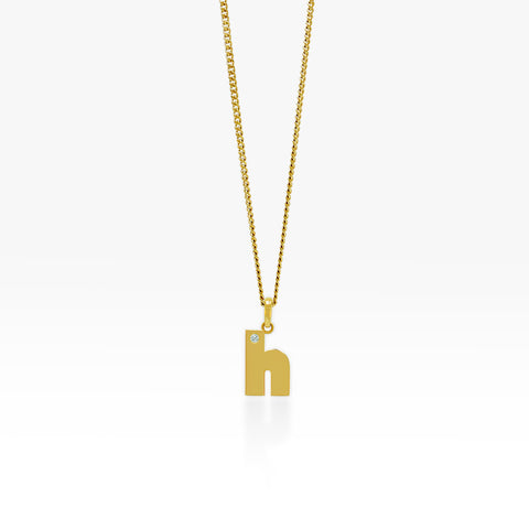 14K Gold “H” Initial Pendant On Gold Curb Chain 