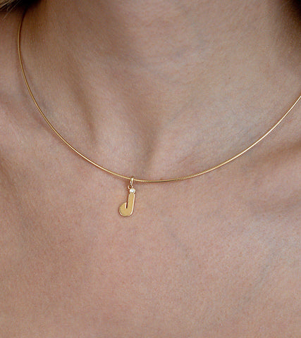 14K Gold “J” Initial Pendant Necklace