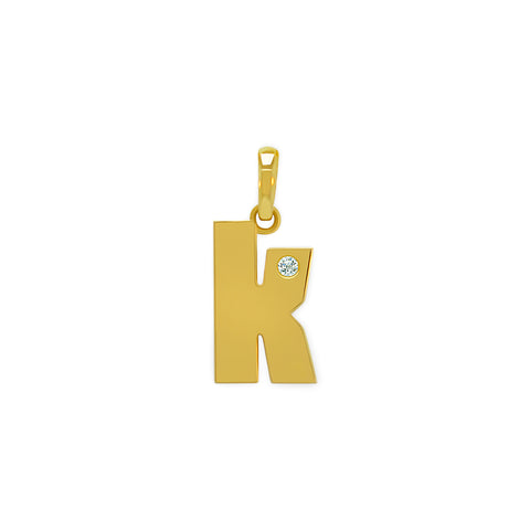 14K Gold “K” Initial Pendant