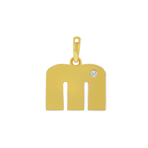 14K Gold “M” Initial Pendant