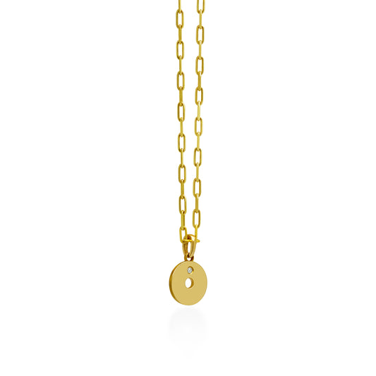 14K Gold “O” Initial Pendant On Gold Paperclip Chain 