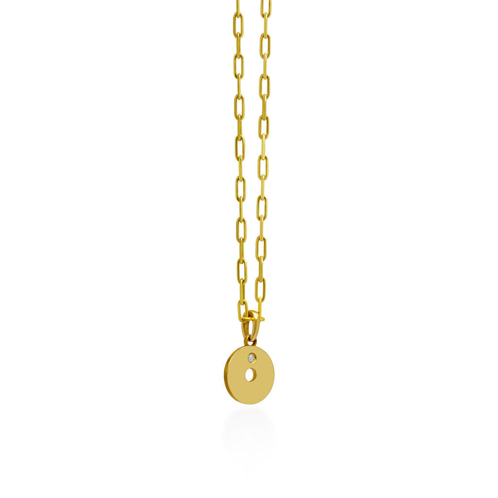 14K Gold “O” Initial Pendant On Gold Paperclip Chain 