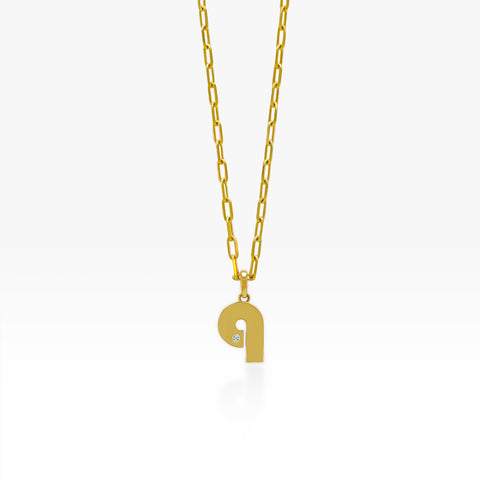 14K Gold “Q” Initial Pendant On Gold Paperclip Chain 
