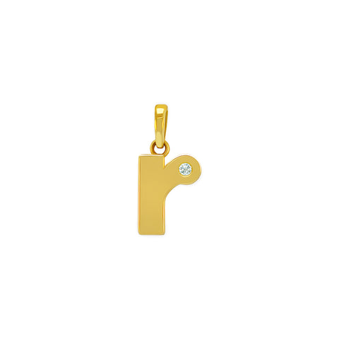 14K Gold “R” Initial Pendant