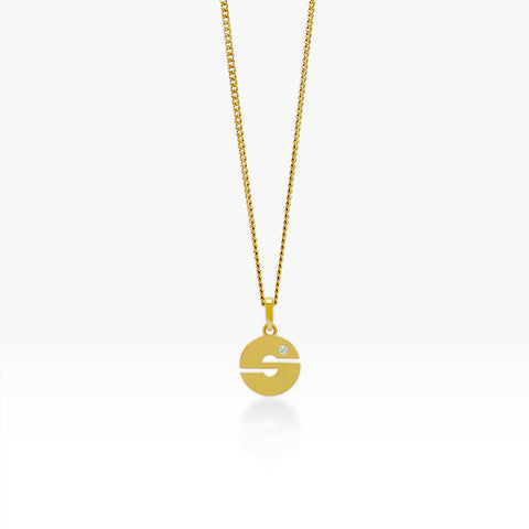 14K Gold “S” Initial Pendant On Gold Curb Chain 