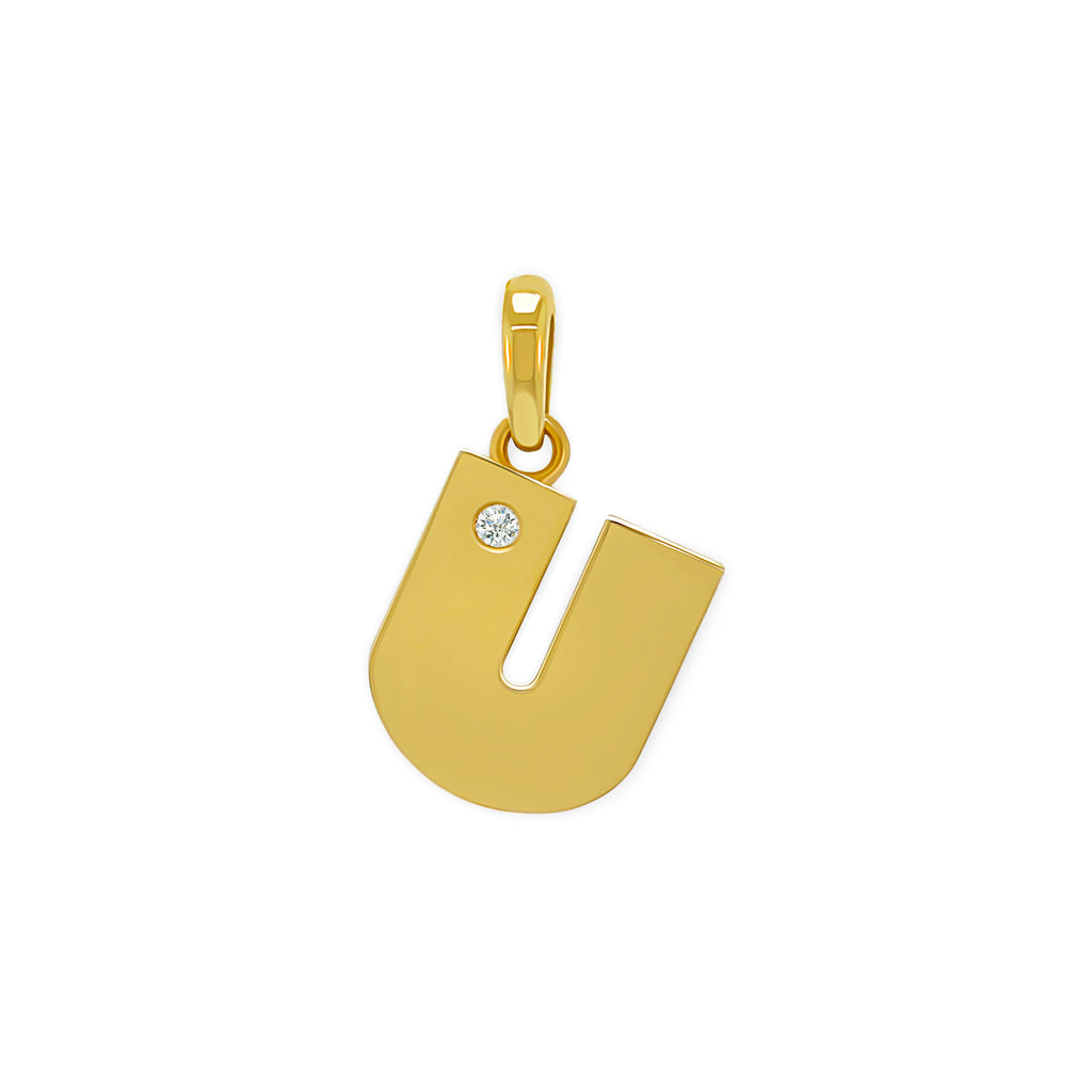 14K Gold “U” Initial Pendant
