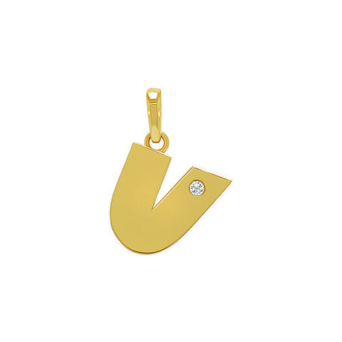 14K Gold “V” Initial Pendant