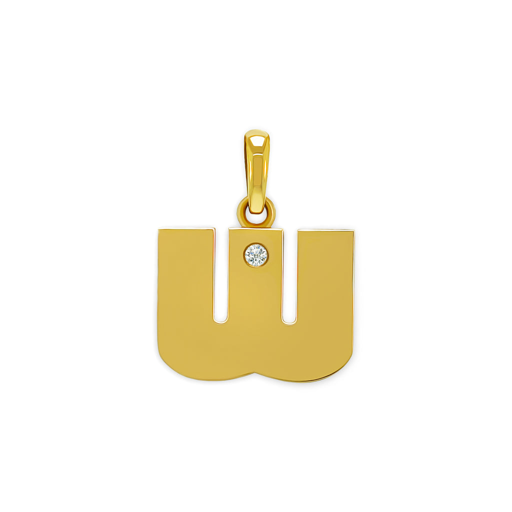 14K Gold “W” Initial Pendant