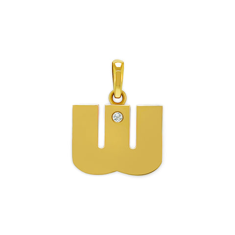14K Gold “W” Initial Pendant