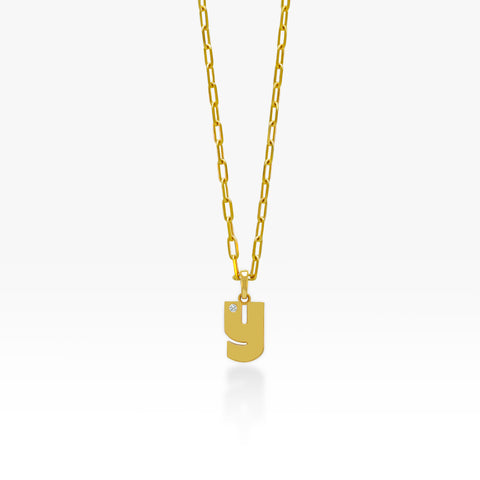 14K Gold “Y” Initial Pendant On Gold Paperclip Chain 