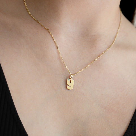 Model Wearing 14K Gold “Y” Initial Pendant Necklace