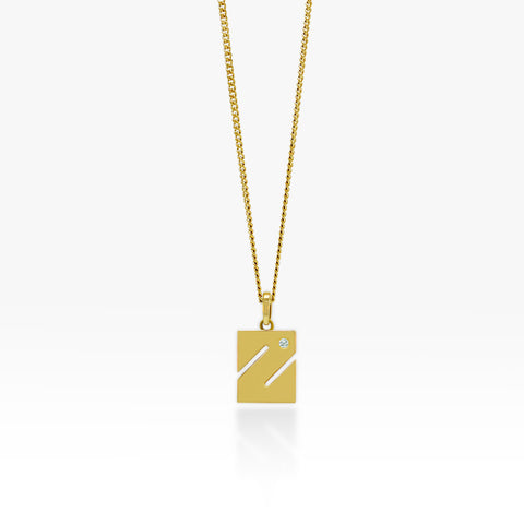 14K Gold “Z” Initial Pendant On Gold Curb Chain 