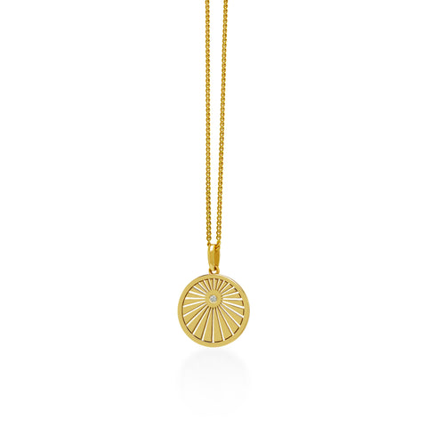 14K Gold Soleil Pendant  On Gold Chain 
