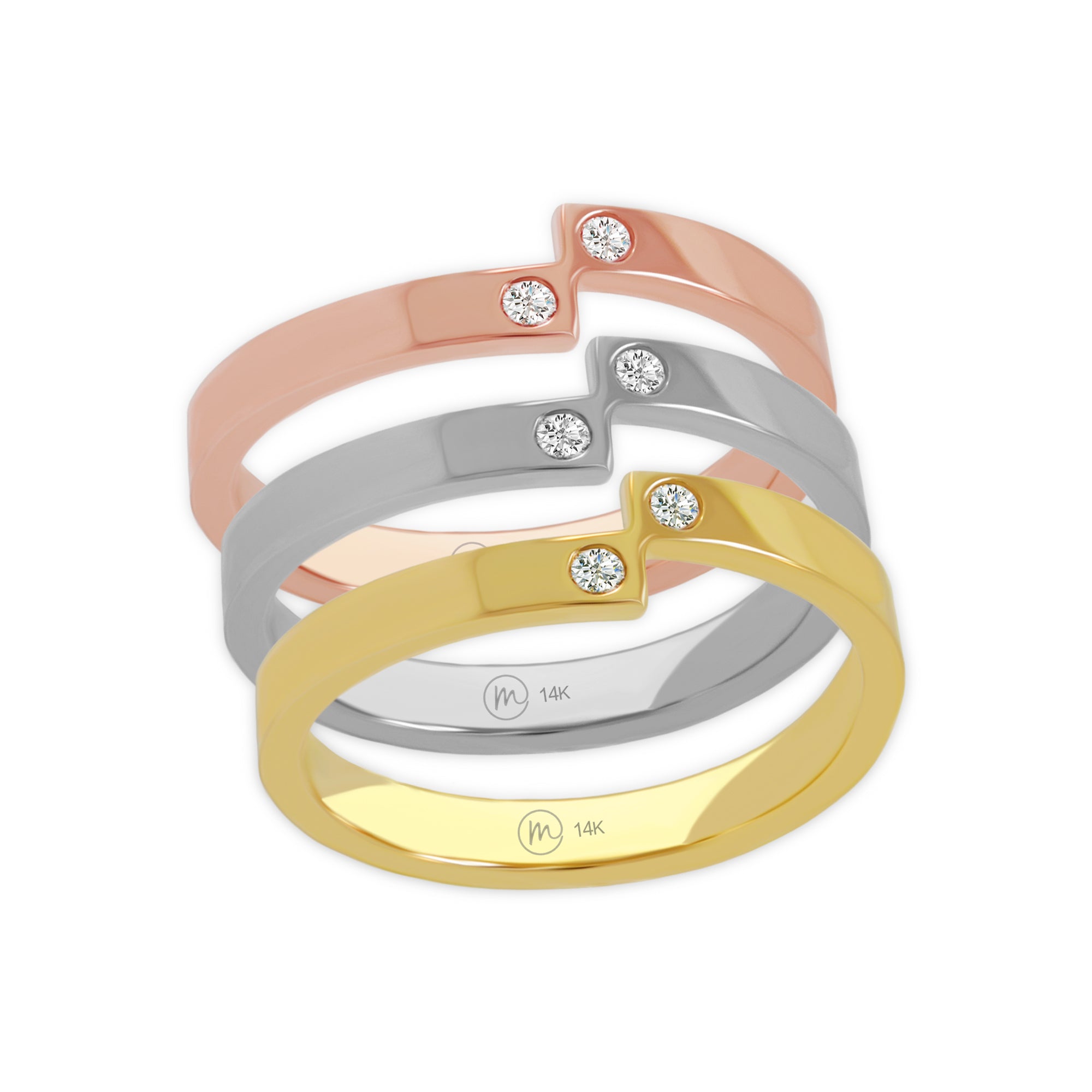 Diamond Link Trinity Rings – Modaya