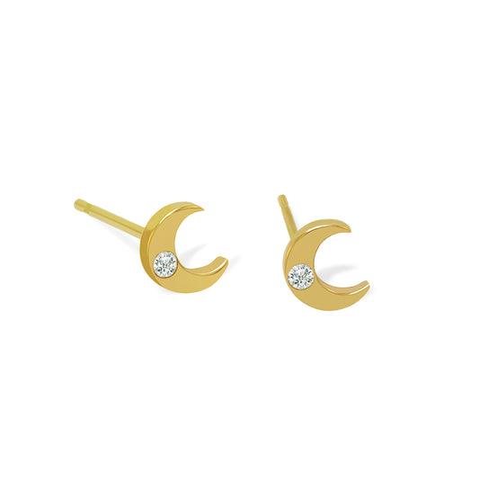 Moon Diamond Stud Earring