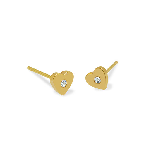 Heart Shaped Diamond Stud Earring