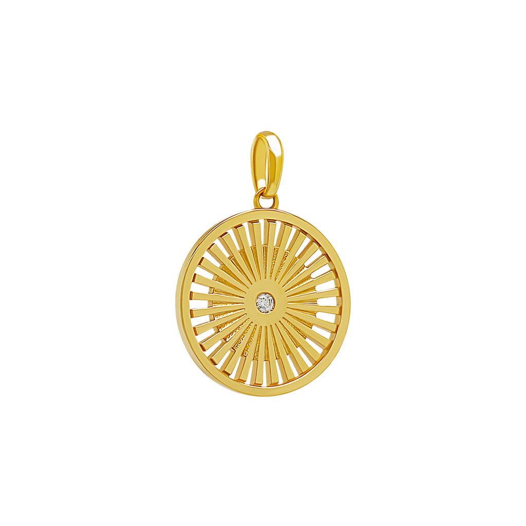 14K Gold Wheel of Karma Pendant