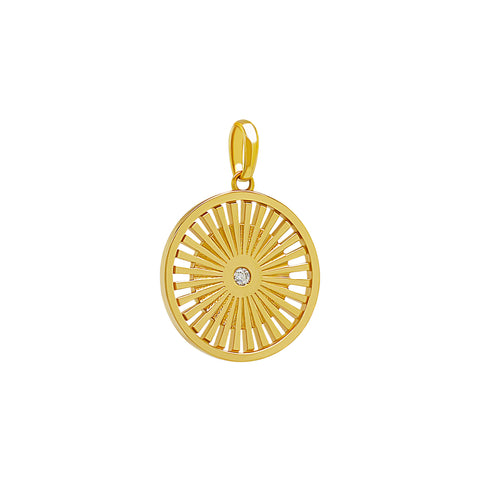 14K Gold Wheel of Karma Pendant