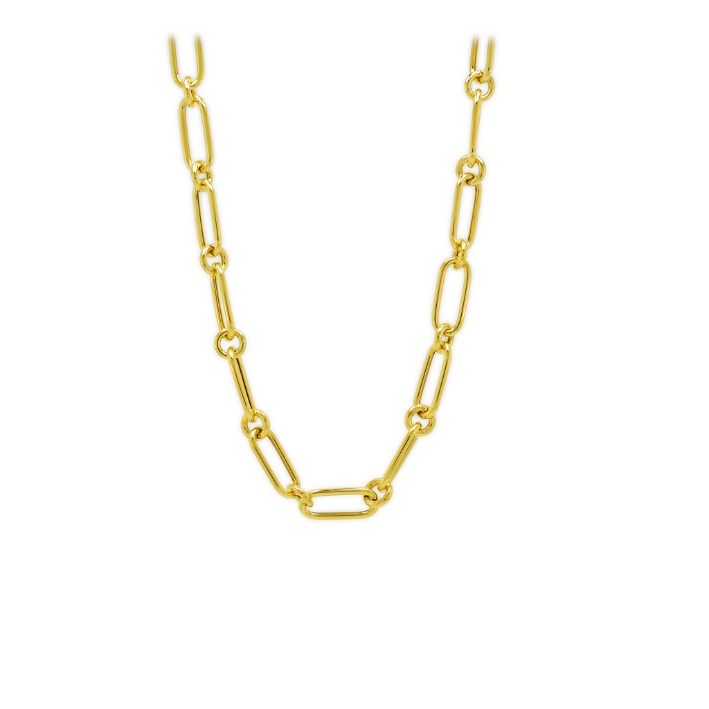 14 karat gold chunky chain link necklace comes gift ready in a custom MODAYA jewelry box. Made in Italy.