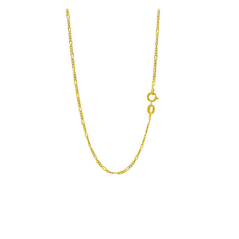 14 Karat gold Figaro chain featuring a 2-MM diamond cut (100% solid yellow gold). Comes in three available lengths (16, 18, 20-inches). Made in Italy.
